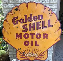 Vintage Golden Shell Motor Oil Sign Approximately 36 x 36
