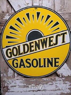 Vintage Golden West Gasoline Sign Old Porcelain Sign 30 Gas Station Petroliana