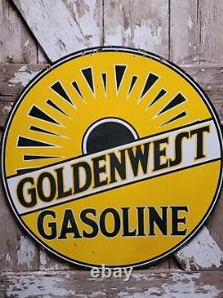 Vintage Golden West Gasoline Sign Old Porcelain Sign 30 Gas Station Petroliana