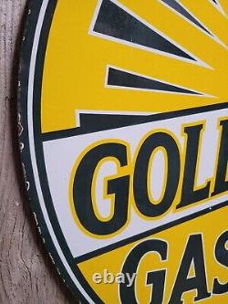 Vintage Golden West Gasoline Sign Old Porcelain Sign 30 Gas Station Petroliana