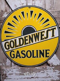 Vintage Golden West Gasoline Sign Old Porcelain Sign 30 Gas Station Petroliana