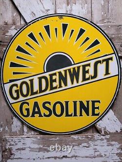 Vintage Golden West Gasoline Sign Old Porcelain Sign 30 Gas Station Petroliana