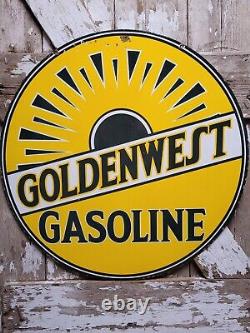 Vintage Golden West Gasoline Sign Old Porcelain Sign 30 Gas Station Petroliana
