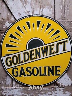 Vintage Golden West Gasoline Sign Old Porcelain Sign 30 Gas Station Petroliana