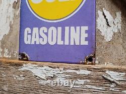 Vintage Good Gulf Porcelain Sign Petroleum Oil Gas Station Service Pump Plate
