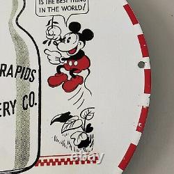Vintage Grand Rapids Creamery Porcelain Gas Oil Mickey Milk Dairy Jug Pump Sign