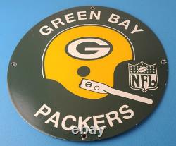 Vintage Green Bay Packers Sign NFL Football Stadium Porcelain Gas Pump Sign