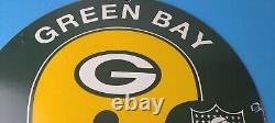 Vintage Green Bay Packers Sign NFL Football Stadium Porcelain Gas Pump Sign