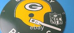 Vintage Green Bay Packers Sign NFL Football Stadium Porcelain Gas Pump Sign