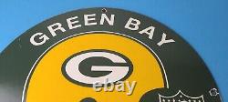 Vintage Green Bay Packers Sign NFL Football Stadium Porcelain Gas Pump Sign