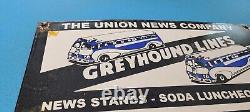 Vintage Greyhound Porcelain Bus Lines Union News Gas Pump Service Station Sign