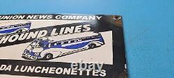 Vintage Greyhound Porcelain Bus Lines Union News Gas Pump Service Station Sign