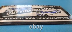 Vintage Greyhound Porcelain Bus Lines Union News Gas Pump Service Station Sign