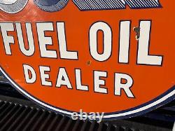 Vintage Gulf Fuel Oil Dealer Large Porcelain Sign (36 Inch) Hard To Find