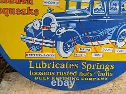 Vintage Gulf Penetrating Oil Porcelain Gas Station Pump Sign 12