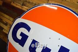 Vintage Gulf Porcelain Sign 60's Oil Advertising Gas Station Porsche Ford Racing