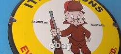 Vintage Gun Sign Ithaca Firearm Sales Porcelain Gas Oil Pump Plate Store Sign