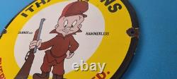 Vintage Gun Sign Ithaca Firearm Sales Porcelain Gas Oil Pump Plate Store Sign