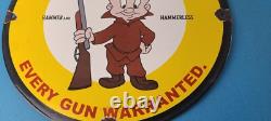 Vintage Gun Sign Ithaca Firearm Sales Porcelain Gas Oil Pump Plate Store Sign