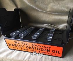 Vintage HARLEY-DAVIDSON Counter Display Parts Catalog Rack Oil Sign Advertising