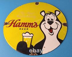 Vintage Hamms Beer Sign Brewery Alcohol Bear Gas Pump Porcelain Sign