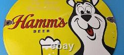 Vintage Hamms Beer Sign Brewery Alcohol Bear Gas Pump Porcelain Sign