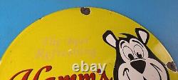 Vintage Hamms Beer Sign Brewery Alcohol Bear Gas Pump Porcelain Sign