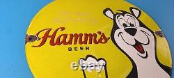 Vintage Hamms Beer Sign Brewery Alcohol Bear Gas Pump Porcelain Sign