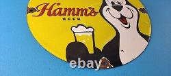 Vintage Hamms Beer Sign Brewery Alcohol Bear Gas Pump Porcelain Sign