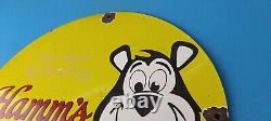 Vintage Hamms Beer Sign Brewery Alcohol Bear Gas Pump Porcelain Sign
