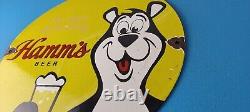 Vintage Hamms Beer Sign Brewery Alcohol Bear Gas Pump Porcelain Sign