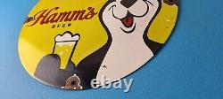 Vintage Hamms Beer Sign Brewery Alcohol Bear Gas Pump Porcelain Sign