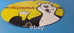Vintage Hamms Beer Sign Brewery Alcohol Bear Gas Pump Porcelain Sign