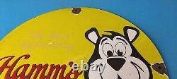 Vintage Hamms Beer Sign Brewery Alcohol Bear Gas Pump Porcelain Sign