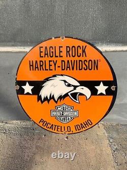 Vintage Harley Davidson Gasoline Porcelain Service Station Oil Pump Plate Sign