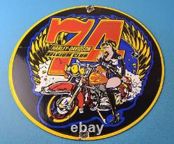 Vintage Harley Davidson Motorcycle Porcelain Belgium Club Gas Pump Plate Sign