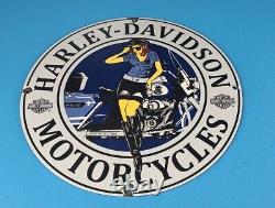 Vintage Harley Davidson Motorcycle Porcelain Gas Auto Bike Police Service Sign