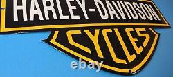 Vintage Harley Davidson Motorcycle Porcelain Gas Bike Bar & Shield Logo Sign