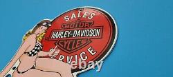 Vintage Harley Davidson Motorcycle Porcelain Gas Pump Service Station Sign