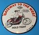 Vintage Harley Davidson Motorcycle Porcelain Gateway Gas Oil Service Sales Sign