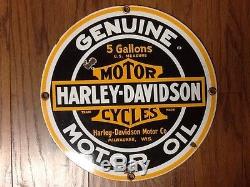 Vintage Harley Davidson Motorcycles Porcelain Genuine Motor Oil Sign