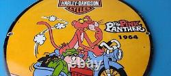 Vintage Harley Davidson Motorcycles Sign Pink Panther Porcelain Gas Pump Sign