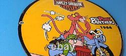 Vintage Harley Davidson Motorcycles Sign Pink Panther Porcelain Gas Pump Sign