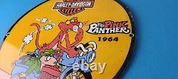 Vintage Harley Davidson Motorcycles Sign Pink Panther Porcelain Gas Pump Sign