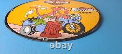 Vintage Harley Davidson Motorcycles Sign Pink Panther Porcelain Gas Pump Sign