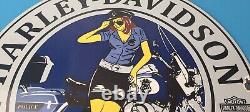 Vintage Harley Davidson Motorcycles Sign Police Biker Gas Girl Porcelain Sign