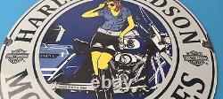 Vintage Harley Davidson Motorcycles Sign Police Biker Gas Girl Porcelain Sign