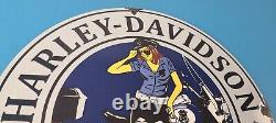 Vintage Harley Davidson Motorcycles Sign Police Biker Gas Girl Porcelain Sign