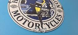 Vintage Harley Davidson Motorcycles Sign Police Biker Gas Girl Porcelain Sign