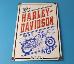 Vintage Harley Davidson Motorcycles Sign Ride Free 84 Porcelain Gas Pump Sign